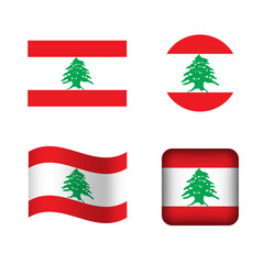 Vector Lebanon National Flag Icons Set