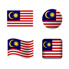 Vector Malaysia National Flag Icons Set