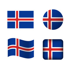 Vector Iceland National Flag Icons Set