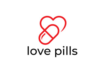 love pill logo design, health care icon symbol vector