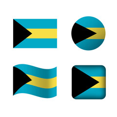 Vector Bahamas National Flag Icons Set