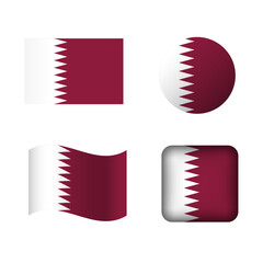 Vector Qatar National Flag Icons Set