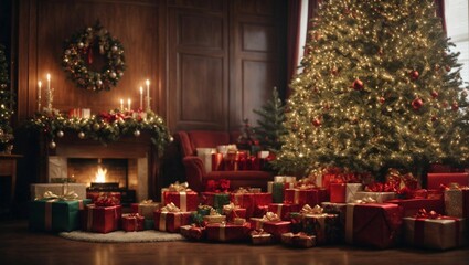 Naklejka na ściany i meble christmas tree with gifts
