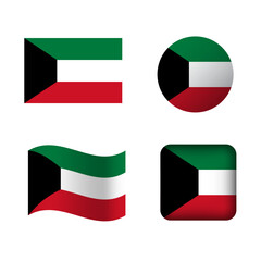Vector Kuwait National Flag Icons Set