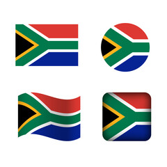Vector South Africa National Flag Icons Set