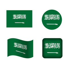 Vector Saudi Arabia National Flag Icons Set