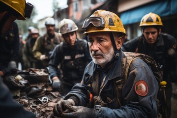 Fototapeta premium A search and rescue team hard working.