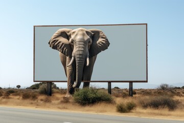 Roadside advertisement with elephant