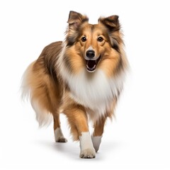 Standing shetland sheepdog animal white background AI Generated Image