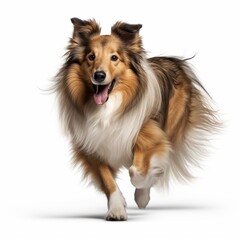 Standing shetland sheepdog animal white background AI Generated Image