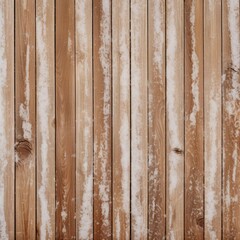 Brown striped textured board covered with snow on white, AI generator