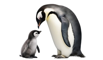 Penguin parent with cute chick, cut out