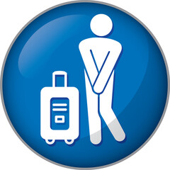 Pictogram icon traveler's diarrhea, tummy ache, bathroom. Ideal for catalogues, newsletters and institutional material