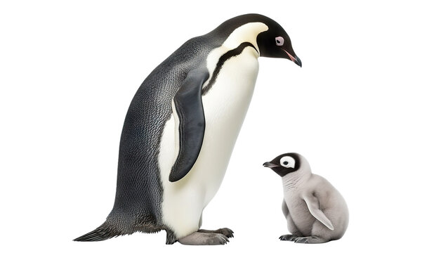 Penguin parent with cute chick, cut out