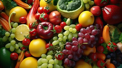 Naklejka na ściany i meble Fresh Fruits and Vegetables
