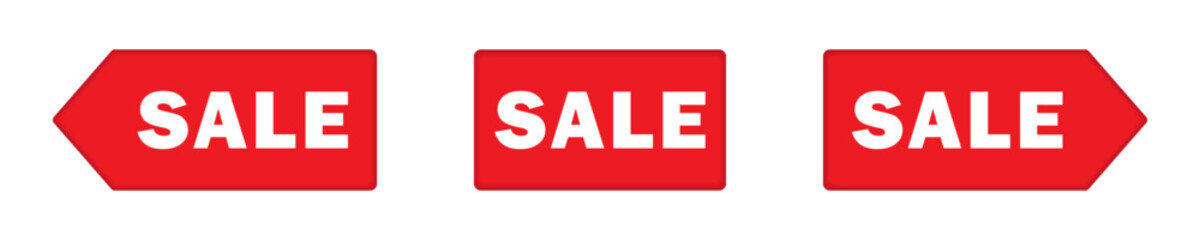Sale badge. Red arrow with text. Vector illustration