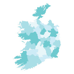 Ireland map. Map of Ireland in administrative regions