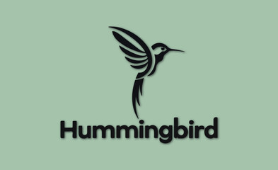 Simple flying abstract hummingbird logo design template illustration inspiration