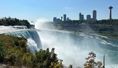 The American Falls and The Horseshoe Falls of Niagara Falls
