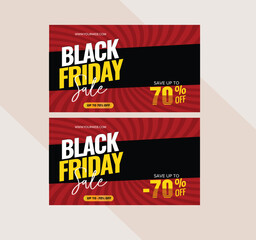 Black Friday Sale banner Black ray and Red background, 70%, -70%, 75%, -75%, discount sale, Sale poster of black friday concept,