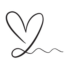 Hand drawn heart symbol, love icon for romantic trendy doodle art for decoration element in a glyph pictogram illustration