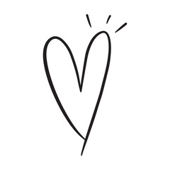 Hand drawn heart symbol, love icon for romantic trendy doodle art for decoration element in a glyph pictogram illustration