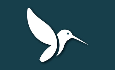 Simple flying abstract hummingbird logo design template illustration inspiration