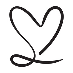 Hand drawn heart symbol, love icon for romantic trendy doodle art for decoration element in a glyph pictogram illustration