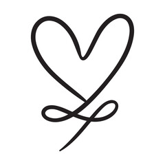 Hand drawn heart symbol, love icon for romantic trendy doodle art for decoration element in a glyph pictogram illustration