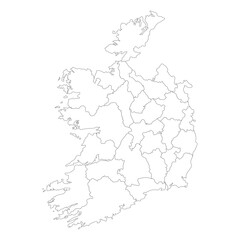 Ireland map. Map of Ireland in administrative regions
