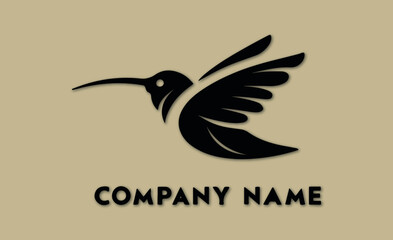 Obraz premium Simple flying abstract hummingbird logo design template illustration inspiration