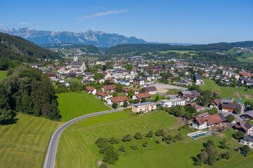 Fototapeta na wymiar The village of Frastanz, Walgau Valley, State of Vorarlberg, Austria