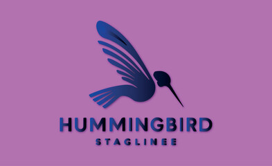 Simple flying abstract hummingbird logo design template illustration inspiration