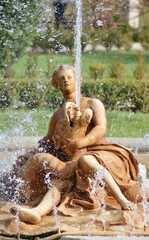 child in fountain