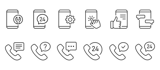 Phone line icons. Call icon vector. Set of flat Telephone and mobile phone symbol collection