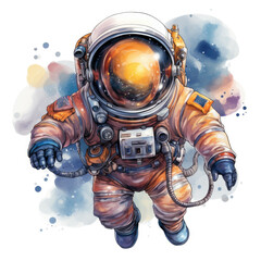 watercolor Astronaut clipart, Generative Ai