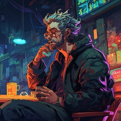 a man sitting at a bar