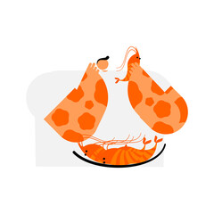 Cartoon character for allergic to shrimp, anaphylaxis skin reaction.