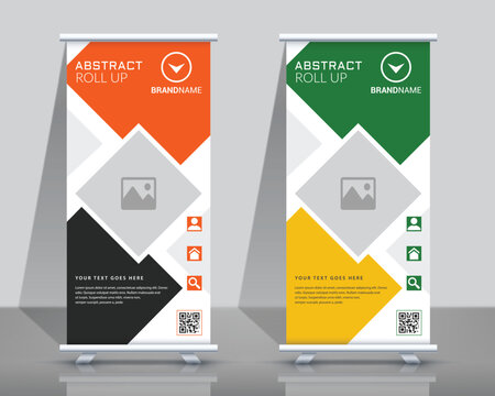Business roll up banner template. standee design. banner template. Also suitable for standee or x-banner, flag banner, vertical signboard, vertical billboard, brochure or flyer