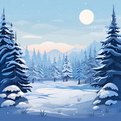 winter forest landscape illustration 