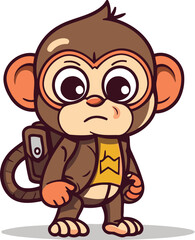 Obraz premium Monkey Cartoon Character Vector Illustration. Cute Little Monkey Isolated on White Background