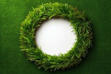 Frame made of lush grass with empty space in the center. Generative AI