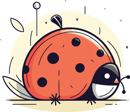 recommend clip art: Ladybug vector illustration. Cute cartoon ladybug on white background.