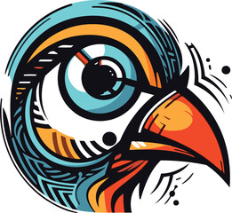 Fototapeta premium Vector illustration of an eye of a bird in a tribal style.