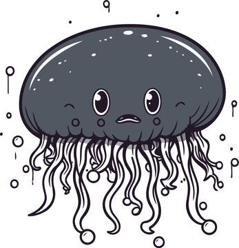 recommend clip art: Cartoon jellyfish. Vector illustration of a cartoon jellyfish.