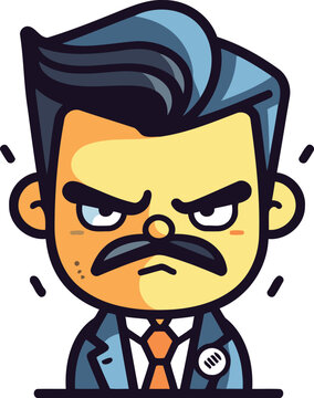 recommend clip art: Angry Boss Face   Cartoon Vector Illustration. Sticker. Label
