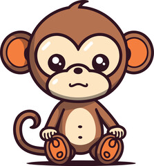 Obraz premium Cute cartoon monkey. Vector illustration isolated on a white background.