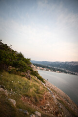 Idyllic rocky coast of Krk island near Baska town, Krk island, Croatia