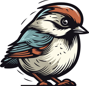 recommend clip art: Vector illustration of a cute cartoon tit bird. Isolated on white background.