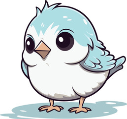 Fototapeta premium Illustration of a cute little blue bird on a white background.